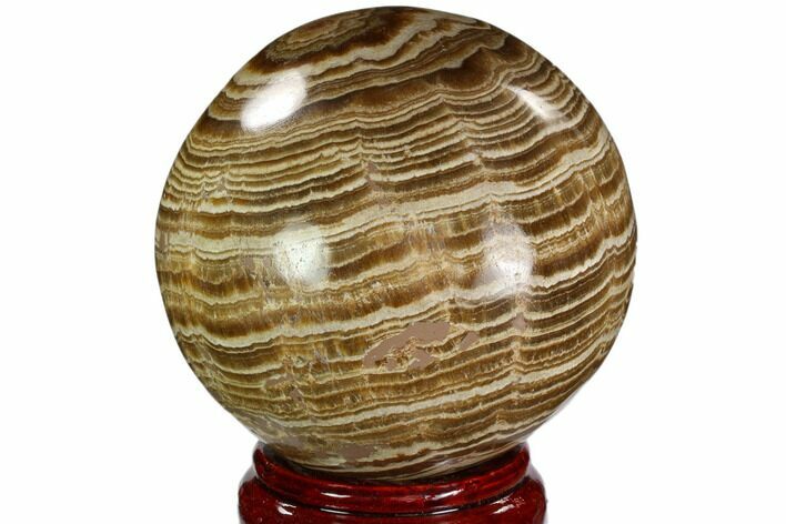 Polished, Banded Aragonite Sphere - Morocco #105623